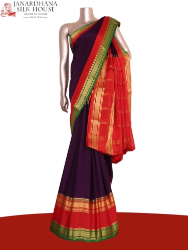 Pure Multi Contrast Mysore Crepe Silk Saree